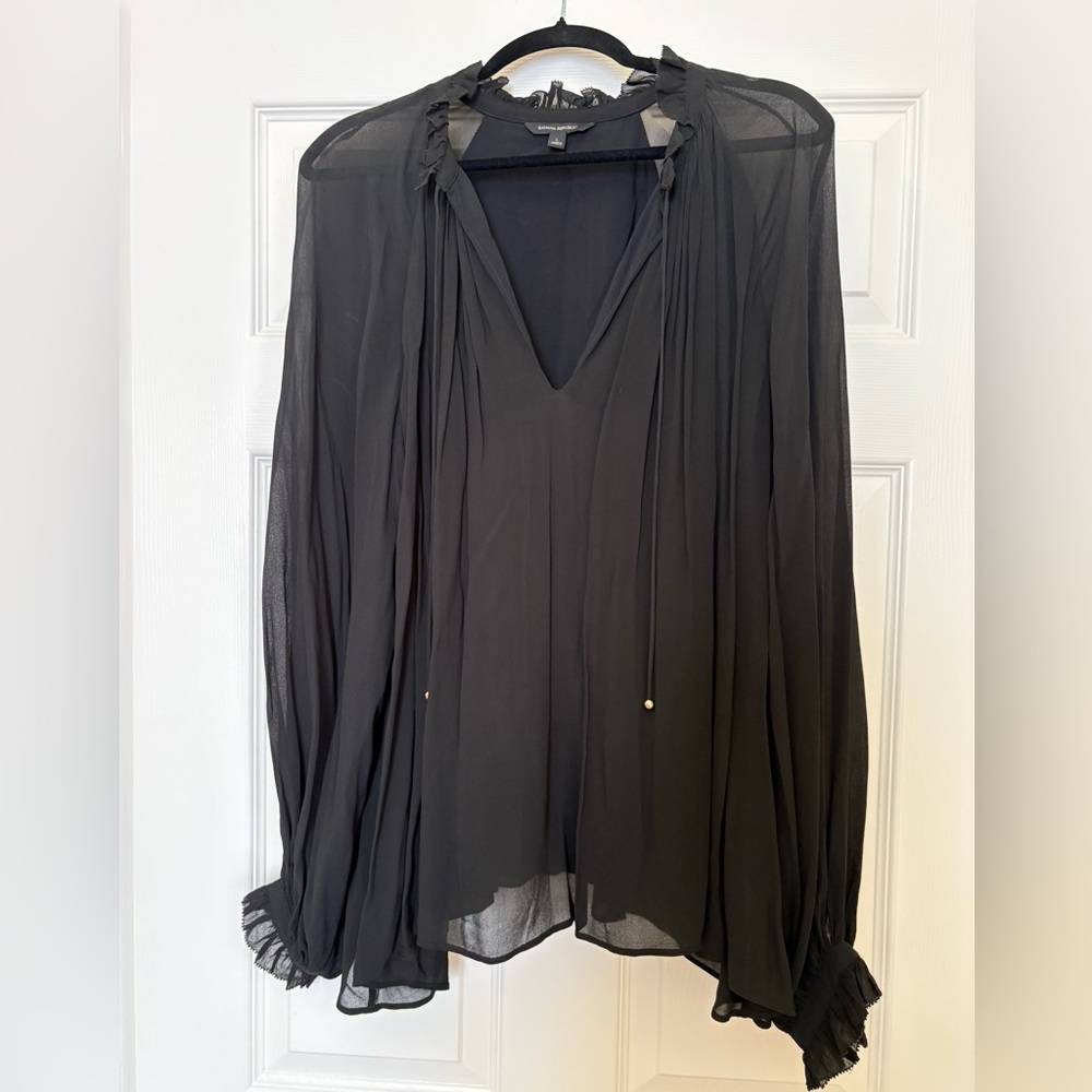 Banana Republic Black Ruffled Top